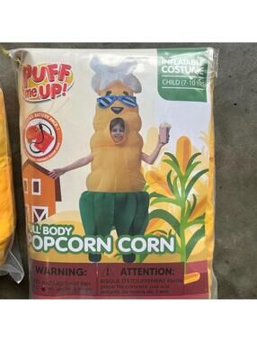 Spooktacular Creations PUFF ME UP Inflatable Popcorn Corn Costume | Child 7-10yr